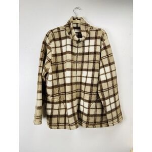 Vintage Y2K Liz Claiborne Lizwear Plaid Sherpa Fleece Jacket Women's‎ Large